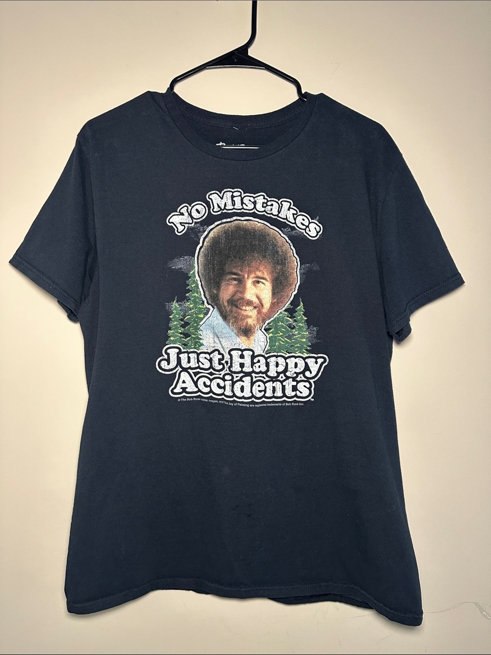 Bob Ross "No Mistakes Just Happy Accidents" Black Graphic Tee